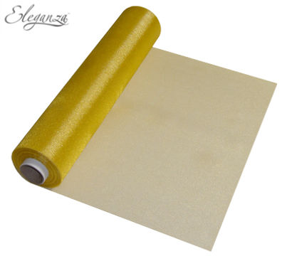 Eleganza Soft Sheer Organza 29cm x 25m Gold - Organza / Fabric